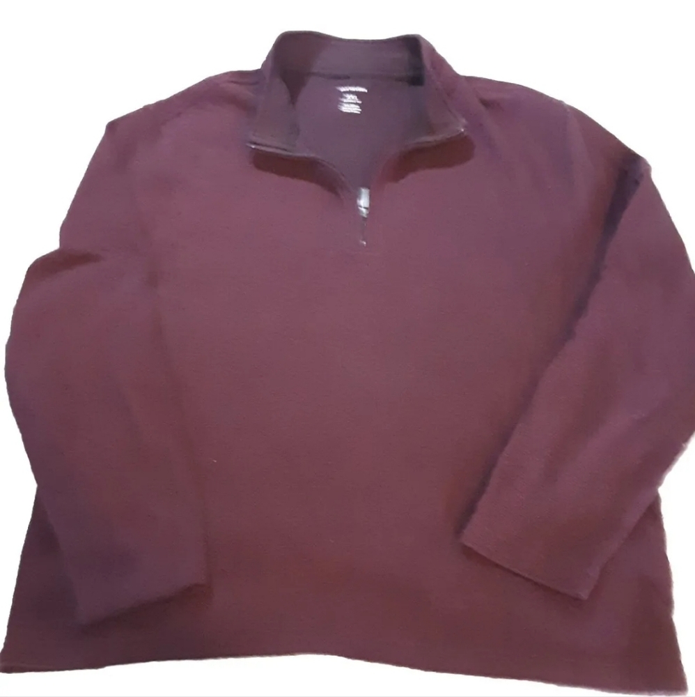 Van Heusen Sweater Mens 2XL Burgundy 1/4 Zip Pullover Classic Fit Flex  Fleece